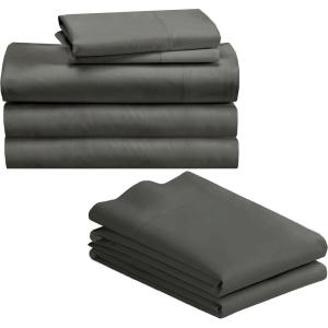 imageCalifornia Design Den Bedding Bundle  Split King Sheet Set with 4 Pillowcases 500 Thread Count 100 Cotton Sateen Grey