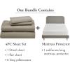 image5 Piece California King Size Sheet Set Taupe and Waterproof Mattress Protector White Bundle  600 Thread Count 100 Cotton Sateen 4 Piece Sheet Set with 1 Mattress Protector