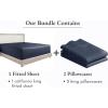imageCalifornia Design Den 3Piece Bundle  Fitted Sheet with 2 Pillowcases 400 Thread Count 100 Cotton Sateen Deep Pockets Cal King Size Indigo Dusty Blue
