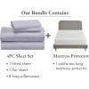 imageCalifornia Design Den 5 Piece Bedding Bundle  4 Piece Lavender Sheet Set 800 Thread Count 100 Cotton Sateen with 1 White Mattress Protector  California King