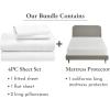 imageCalifornia Design Den 5 Piece Bedding Bundle  4 Piece White Sheet Set 800 Thread Count 100 Cotton Sateen with 1 White Mattress Protector  California King