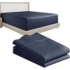 imageCalifornia Design Den 3Piece Bundle  Fitted Sheet with 2 Pillowcases 400 Thread Count 100 Cotton Sateen Deep Pockets Cal King Size Indigo Dusty Blue