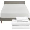 imageCalifornia Design Den 5 Piece Bedding Bundle  4 Piece White Sheet Set 800 Thread Count 100 Cotton Sateen with 1 White Mattress Protector  California King