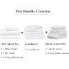 image8Piece King Size Bedding Bundle  Luxury 1000 Thread Count 100 Cotton Sheet Set and 400 Thread Count Duvet Cover Set with AllSeason Down Alt Comforter White