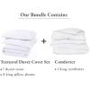 imageCalifornia Design Den 4 Piece King Size Bedding Bundle  3 Piece Textured Duvet Cover Set 400 Thread Count 100 Cotton Sateen White Waffle  1 Down Alternative Comforter White