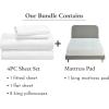 imageCalifornia Design Den 5 Piece Bedding Bundle  4 Piece Sheet Set 600 Thread Count 100 Cotton Sateen with 1 Mattress Pad King White