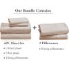 imageCalifornia Design Den 6 Piece King Size Sheet Set with 4 Pillowcases  Soft 100 Cotton Sateen Beige
