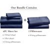 imageCalifornia Design Den 6 Piece King Size Sheet Set with 4 Pillowcases  Soft 100 Cotton Sateen Navy Blue