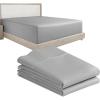 image3Piece Bundle  Fitted Sheet with 2 Pillowcases 400 Thread Count 100 Cotton Sateen Deep Pockets Cal King Size Light Grey