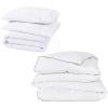 imageCalifornia Design Den 4 Piece King Size Bedding Bundle  3 Piece Textured Duvet Cover Set 400 Thread Count 100 Cotton Sateen White Waffle  1 Down Alternative Comforter White