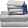 imageCalifornia Design Den 6 Piece King Size Sheet Set with 4 Pillowcases  Soft 100 Cotton Sateen Light Grey