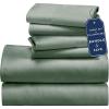 imageCalifornia Design Den 6 Piece King Size Sheet Set with 4 Pillowcases  Soft 100 Cotton Sateen Sage Green