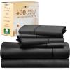 imageCalifornia Design Den 6 Piece King Size Sheet Set with 4 Pillowcases 400 Thread Count 100 Cotton Sateen Black