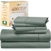 imageCalifornia Design Den 6 Piece King Size Sheet Set with 4 Pillowcases 400 Thread Count 100 Cotton Sateen Sage Green