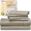 imageCalifornia Design Den 6 Piece King Size Sheet Set with 4 Pillowcases 400 Thread Count 100 Cotton Sateen Taupe