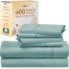 imageCalifornia Design Den 6 Piece King Size Sheet Set with 4 Pillowcases 400 Thread Count 100 Cotton Sateen Teal