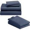 imageCalifornia Design Den 6 Piece King Size Sheet Set with 4 Pillowcases 600 Thread Count 100 Cotton Sateen Navy Blue