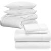 imageCalifornia Design Den 7Piece Bedding Bundle  4 Piece Sheet Set with 3 Piece Duvet Cover Set 400 Thread Count 100 Cotton Sateen King White