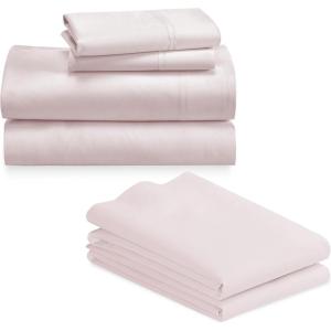 imageCalifornia Design Den 6 Piece King Size Sheet Set with 4 Pillowcases 600 Thread Count 100 Cotton Sateen Blush Pink