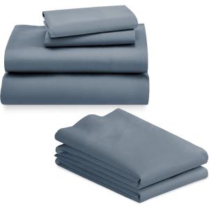 imageCalifornia Design Den 6 Piece King Size Sheet Set with 4 Pillowcases 600 Thread Count 100 Cotton Sateen Pastel Blue