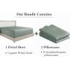 imageCalifornia Design Den 3Piece Bundle  Fitted Sheet with 2 Pillowcases 400 Thread Count 100 Cotton Sateen Deep Pockets Queen Size Sage Green