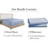 imageCalifornia Design Den 3Piece Bundle  Fitted Sheet with 2 Pillowcases Soft 100 Cotton Sateen Deep Pockets Queen Size Blue Hydrangea