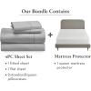 imageCalifornia Design Den 5 Piece Bedding Bundle  4 Piece Sheet Set 400 Thread Count 100 Cotton Sateen with 1 Mattress Protector Queen Light Gray