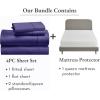 imageCalifornia Design Den 5 Piece Queen Size Sheet Set Purple and Waterproof Mattress Protector White Bundle  400 Thread Count 100 Cotton Sateen 4 Piece Sheet Set with 1 Mattress Protector