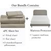 imageCalifornia Design Den 5 Piece Queen Size Sheet Set Taupe and Waterproof Mattress Protector White Bundle  400 Thread Count 100 Cotton Sateen 4 Piece Sheet Set with 1 Mattress Protector