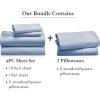 imageCalifornia Design Den 6 Piece Queen Size Sheet Set with 4 Pillowcases  Soft 100 Cotton Sateen Blue Hydrangea