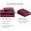 imageCalifornia Design Den 6 Piece Queen Size Sheet Set with 4 Pillowcases 400 Thread Count 100 Cotton Sateen Burgundy Red