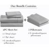imageCalifornia Design Den 6 Piece Queen Size Sheet Set with 4 Pillowcases 400 Thread Count 100 Cotton Sateen Light Grey