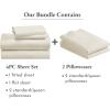 imageCalifornia Design Den Bedding Bundle  Queen Sheet Set with 4 Pillowcases 500 Thread Count 100 Cotton Sateen Ivory