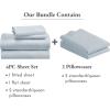 imageCalifornia Design Den Bedding Bundle  Queen Sheet Set with 4 Pillowcases 500 Thread Count 100 Cotton Sateen Light Blue
