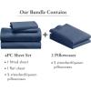 imageCalifornia Design Den Bedding Bundle  Queen Sheet Set with 4 Pillowcases 500 Thread Count 100 Cotton Sateen Navy Blue
