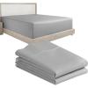 imageCalifornia Design Den 3Piece Bundle  Fitted Sheet with 2 Pillowcases 400 Thread Count 100 Cotton Sateen Deep Pockets Queen Size Light Grey