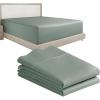 imageCalifornia Design Den 3Piece Bundle  Fitted Sheet with 2 Pillowcases 400 Thread Count 100 Cotton Sateen Deep Pockets Queen Size Sage Green
