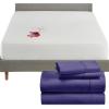 imageCalifornia Design Den 5 Piece Queen Size Sheet Set Purple and Waterproof Mattress Protector White Bundle  400 Thread Count 100 Cotton Sateen 4 Piece Sheet Set with 1 Mattress Protector