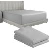 imageCalifornia Design Den Bedding Bundle  Queen Fitted Sheet with 2 Pillowcases 600 Thread Count 100 Cotton Sateen Light Grey