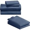 imageCalifornia Design Den Bedding Bundle  Queen Sheet Set with 4 Pillowcases 500 Thread Count 100 Cotton Sateen Navy Blue