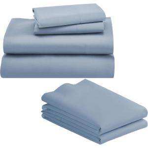 imageCalifornia Design Den 6 Piece Queen Size Sheet Set with 4 Pillowcases  1000 Thread Count 100 Cotton Sateen Blue