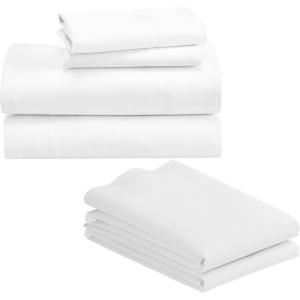 imageCalifornia Design Den 6 Piece Queen Size Sheet Set with 4 Pillowcases  1000 Thread Count 100 Cotton Sateen White