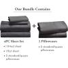 image6 Piece Queen Size Sheet Set with 4 Pillowcases  Soft 100 Cotton Sateen Grey