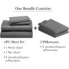 image6 Piece Queen Size Sheet Set with 4 Pillowcases 600 Thread Count 100 Cotton Sateen Grey