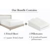 imageCalifornia Design Den 3Piece Bundle  Fitted Sheet with 2 Pillowcases 400 Thread Count 100 Cotton Sateen Deep Pockets Queen Size Ivory