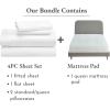 imageCalifornia Design Den 5 Piece Bedding Bundle  4 Piece Sheet Set 600 Thread Count 100 Cotton Sateen with 1 Mattress Pad Queen White