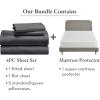 imageCalifornia Design Den 5 Piece Queen Size Sheet Set Grey and Waterproof Mattress Protector White Bundle  Soft 100 Cotton Sateen 4 Piece Sheet Set with 1 Mattress Protector