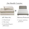 imageCalifornia Design Den 5 Piece Queen Size Sheet Set Ivory and Waterproof Mattress Protector White Bundle  600 Thread Count 100 Cotton Sateen 4 Piece Sheet Set with 1 Mattress Protector