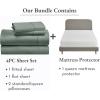 imageCalifornia Design Den 5 Piece Queen Size Sheet Set Sage Green and Waterproof Mattress Protector White Bundle  400 Thread Count 100 Cotton Sateen 4 Piece Sheet Set with 1 Mattress Protector