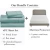 imageCalifornia Design Den 5 Piece Queen Size Sheet Set Teal and Waterproof Mattress Protector White Bundle  400 Thread Count 100 Cotton Sateen 4 Piece Sheet Set with 1 Mattress Protector